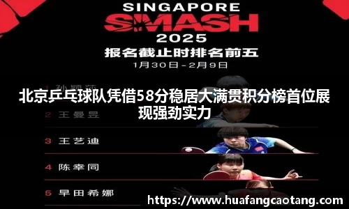 北京乒乓球队凭借58分稳居大满贯积分榜首位展现强劲实力